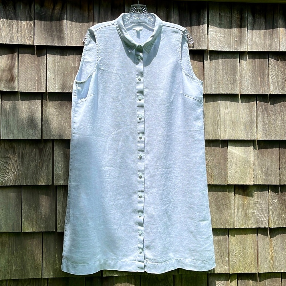 Garnet Hill Pale Blue Linen Dress Size 14